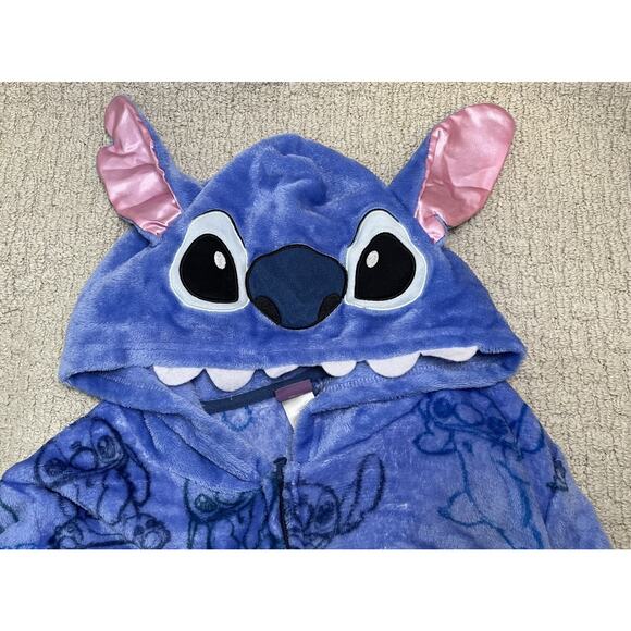 Disney Lilo & Stitch Pajama PJ Jumpsuit One Piece Sleepwar Adult XL Hood - Picture 2 of 9